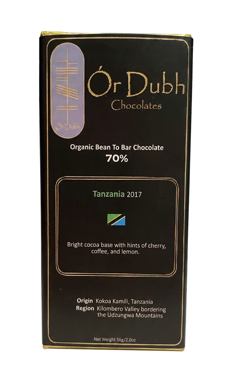 Tanzania 2017 70% dark bar packaging by Ór Dubh Chocolate