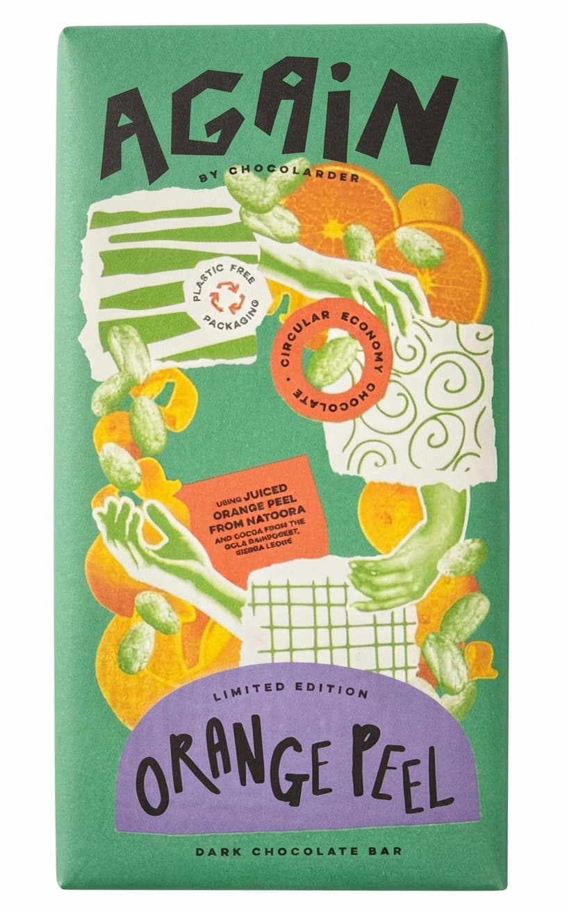 Orange Peel 68% dark bar packaging by Chocolarder