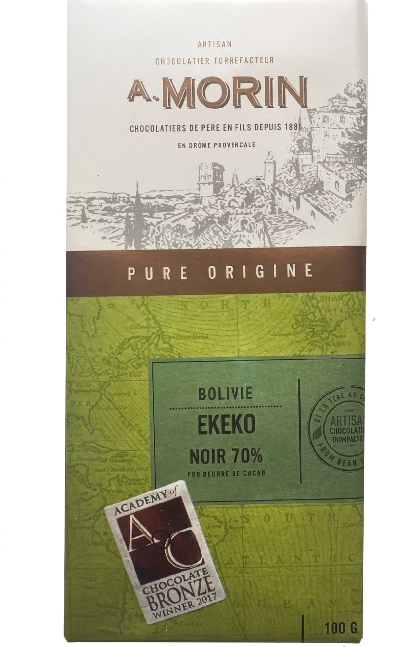 Ekeko Noir 70% 70% dark bar packaging by Chocolaterie Morin