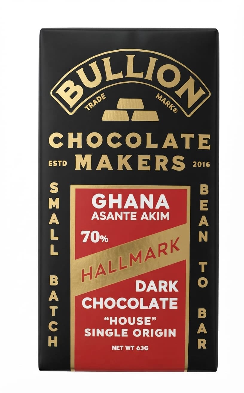 Hallmark 70% 70% dark bar packaging by Bullion