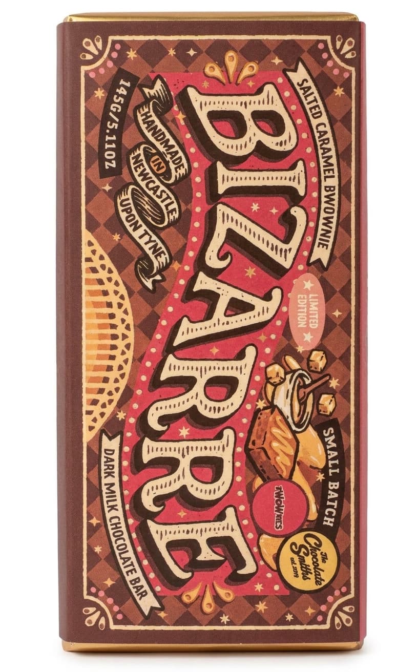 Salted Caramel Bwonnie null% milk bar packaging by The Chocolate Smiths