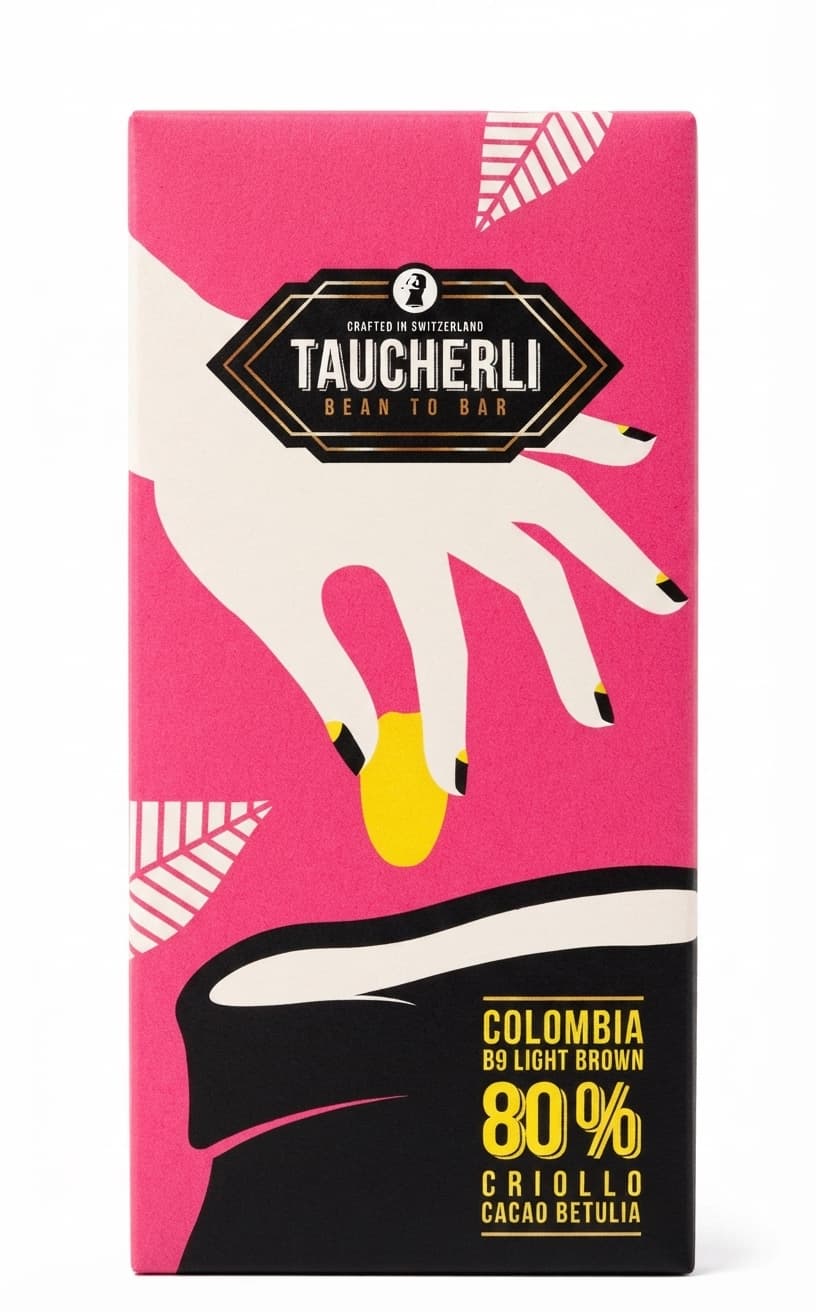 Colombia 80% 80% dark bar packaging by Taucherli
