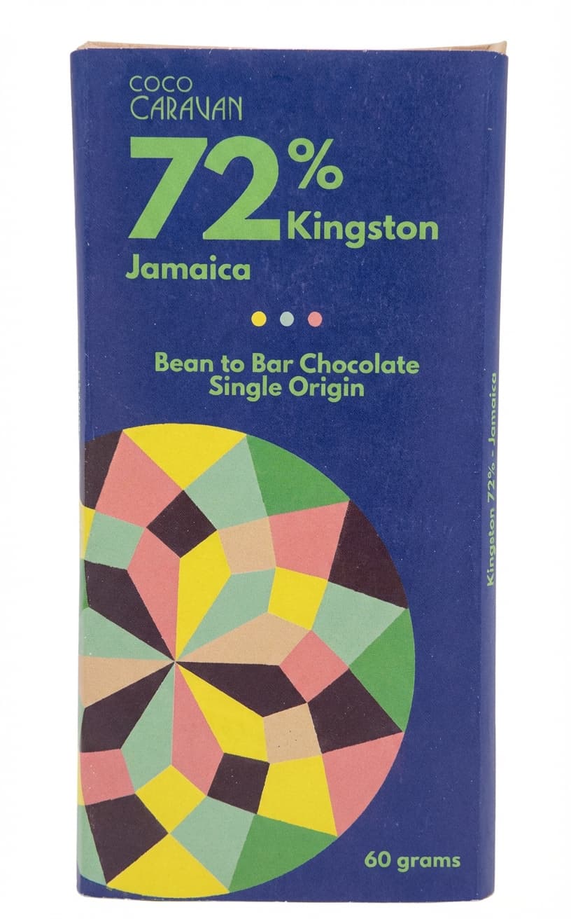 Kingston 72% 72% dark bar packaging by Coco Caravan