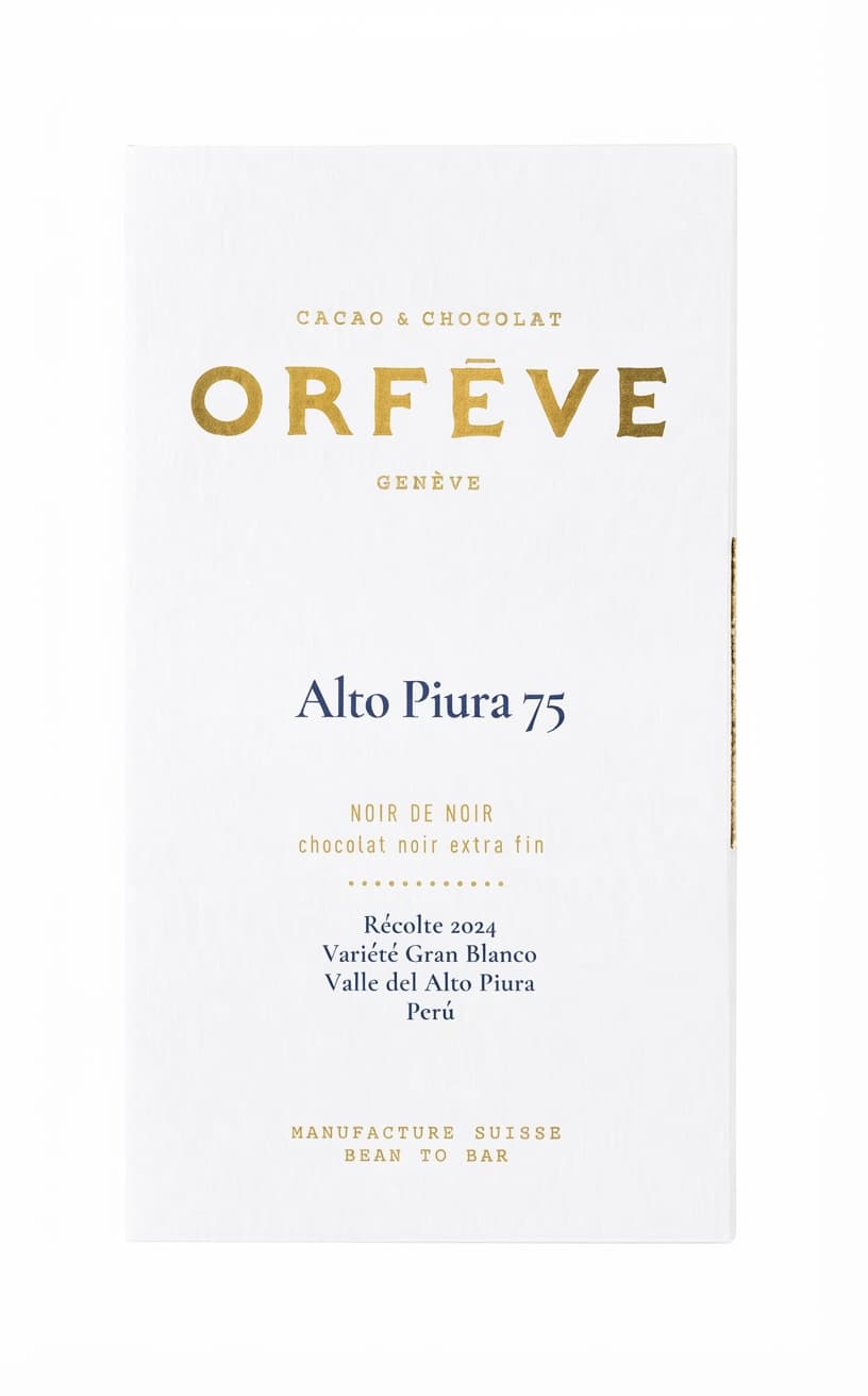 Alto Piura 75% 75% dark bar packaging by Orfève