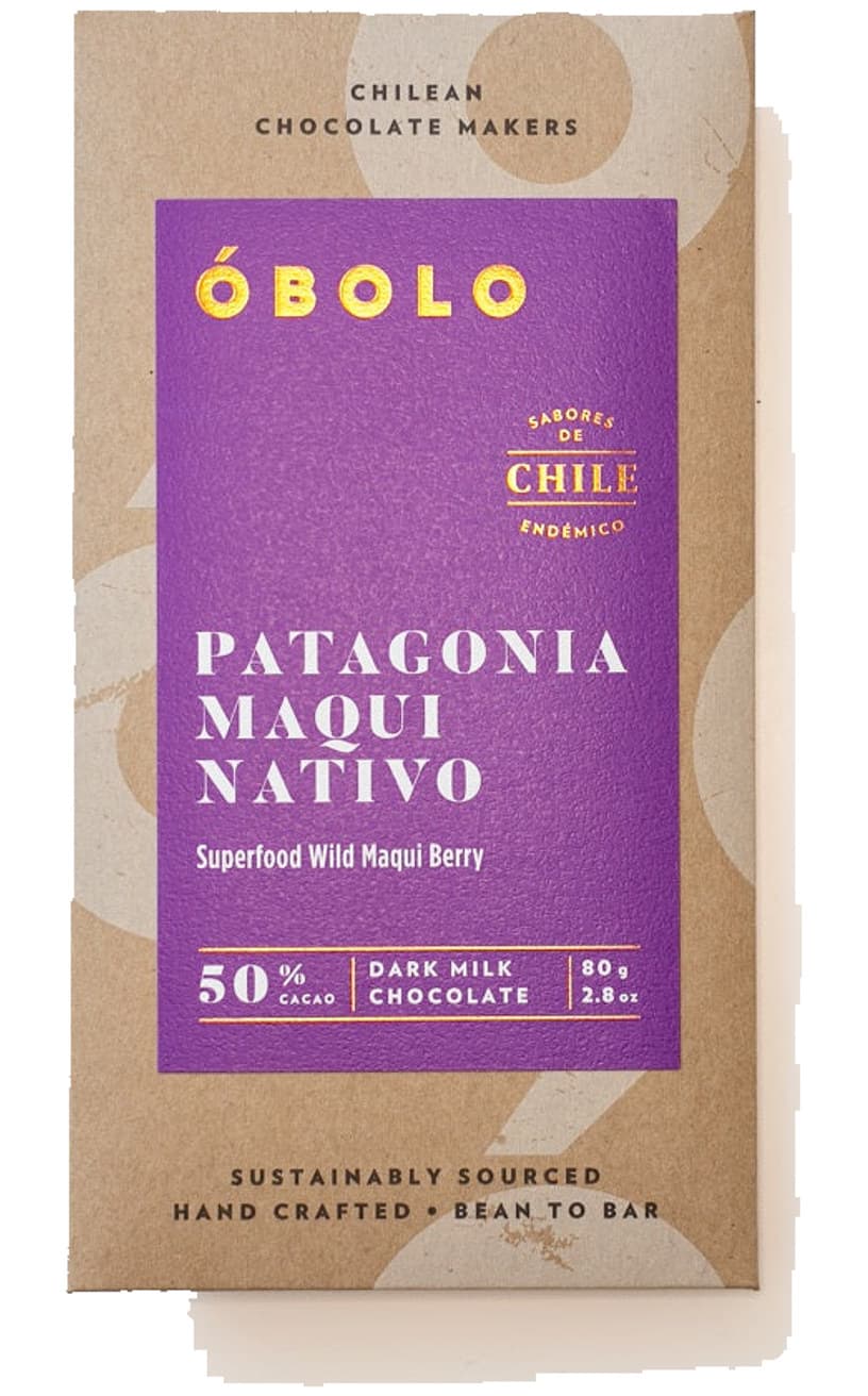 Patagonia Maqui Nativo 50% 50% milk bar packaging by ÓBOLO