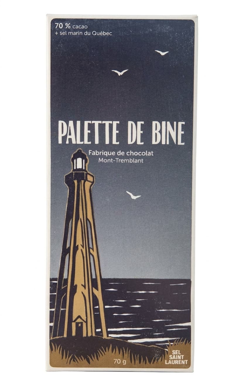 Sel marin du Québec 70% 70% dark bar packaging by Palette de Bine