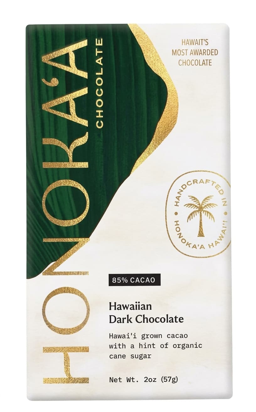 Hawaiian Dark 85% 85% dark bar packaging by Honoka'a