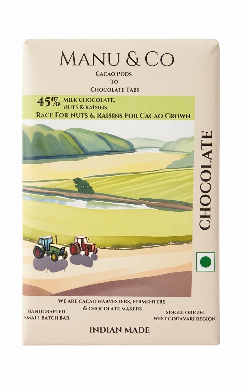Nuts & Raisins 45% 45% milk bar packaging by Manu & Co