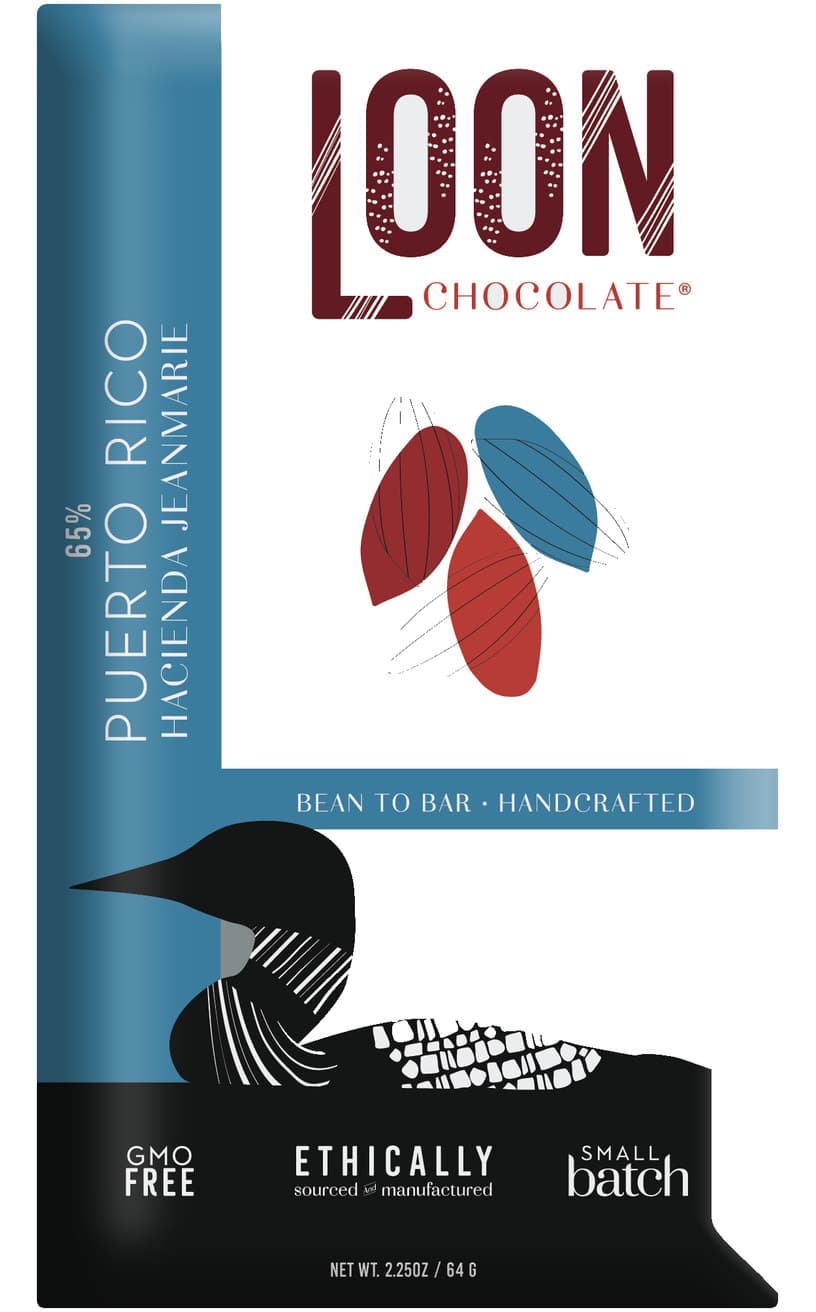 Hacienda Jeanmarie Puerto Rico 65% 65% dark bar packaging by Loon Chocolate