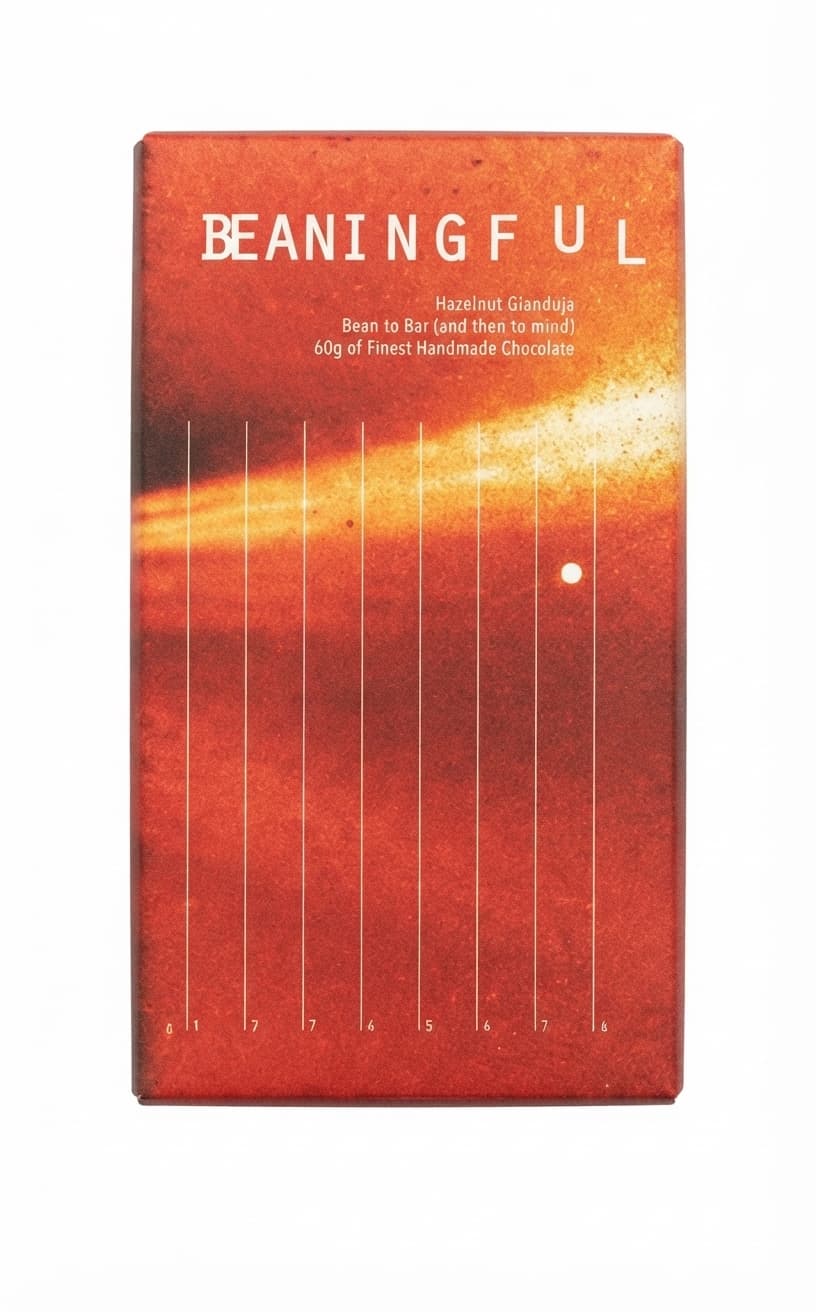Hazelnut Gianduja 43% 43% dark bar packaging by Beaningful