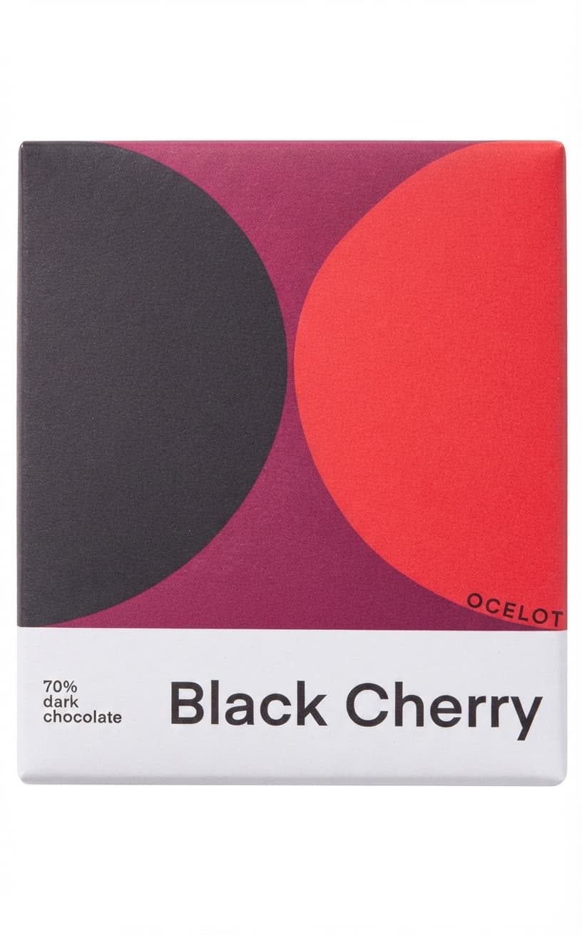 Black Cherry 70% 70% dark bar packaging by Ocelot