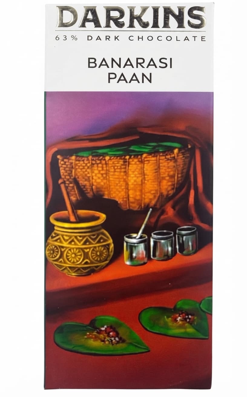 Banarasi Paan 63% 63% dark bar packaging by Darkins