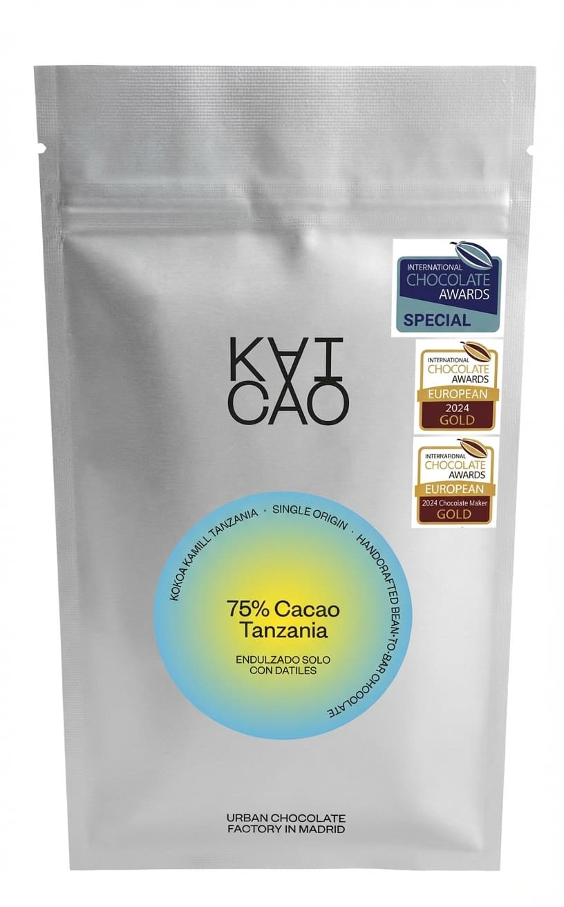 75% Cacao Tanzania Date Sugar 75% dark bar packaging by KAICAO