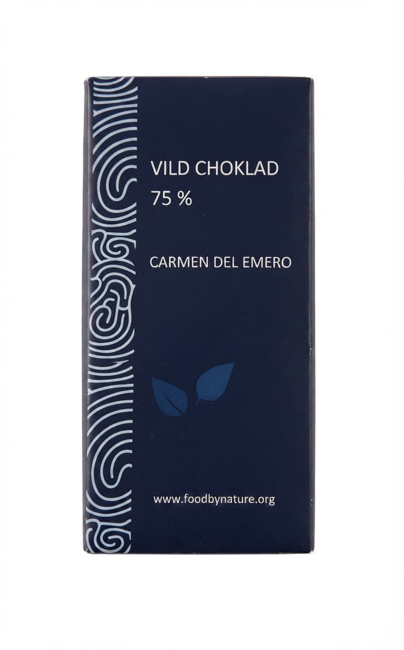 Carmen del Emero 75% 75% dark bar packaging by food by nature
