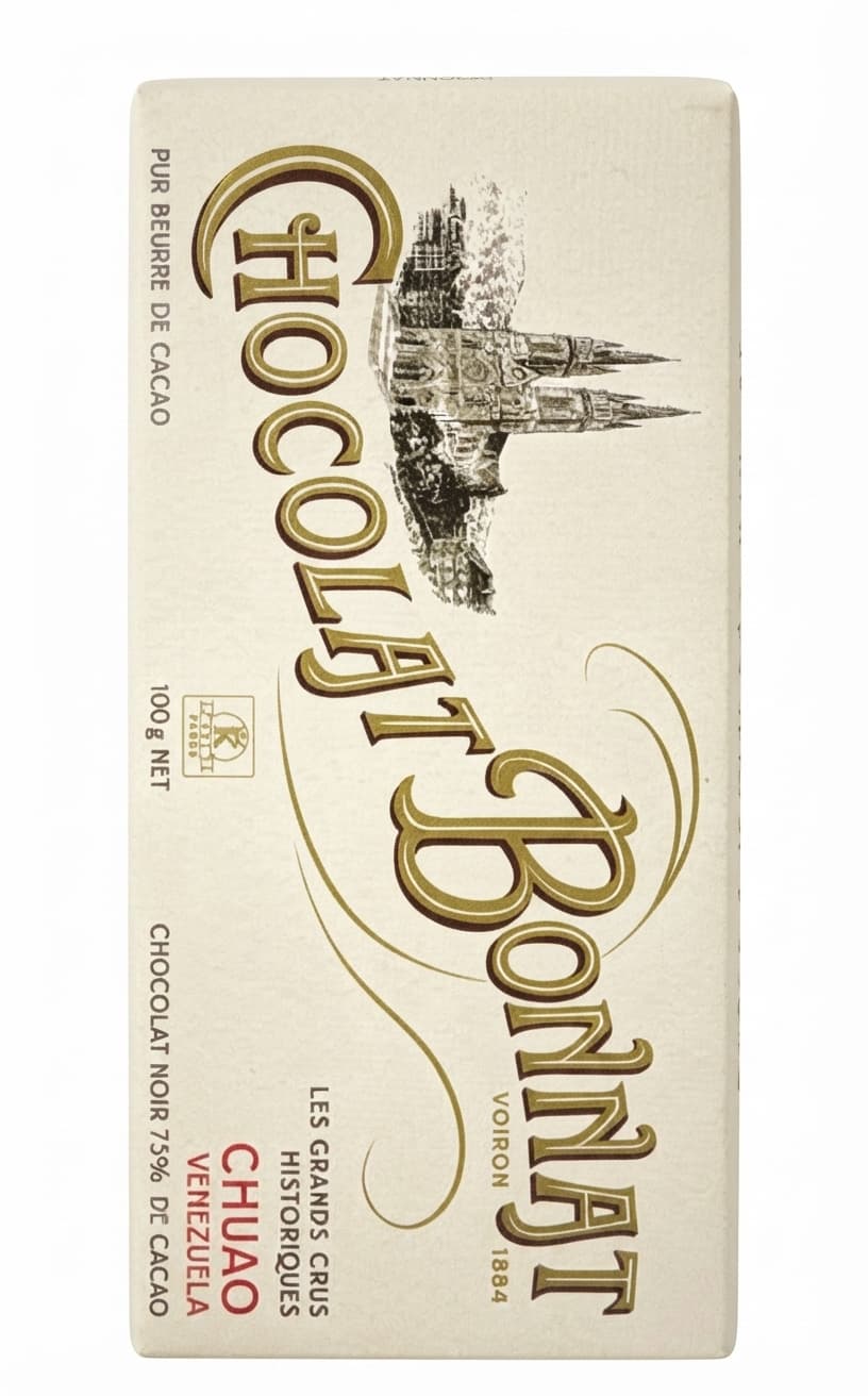 Chuao 75% 75% dark bar packaging by Bonnat