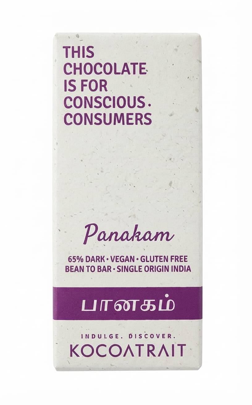 Panakam 65% 65% dark bar packaging by Kocoatrait