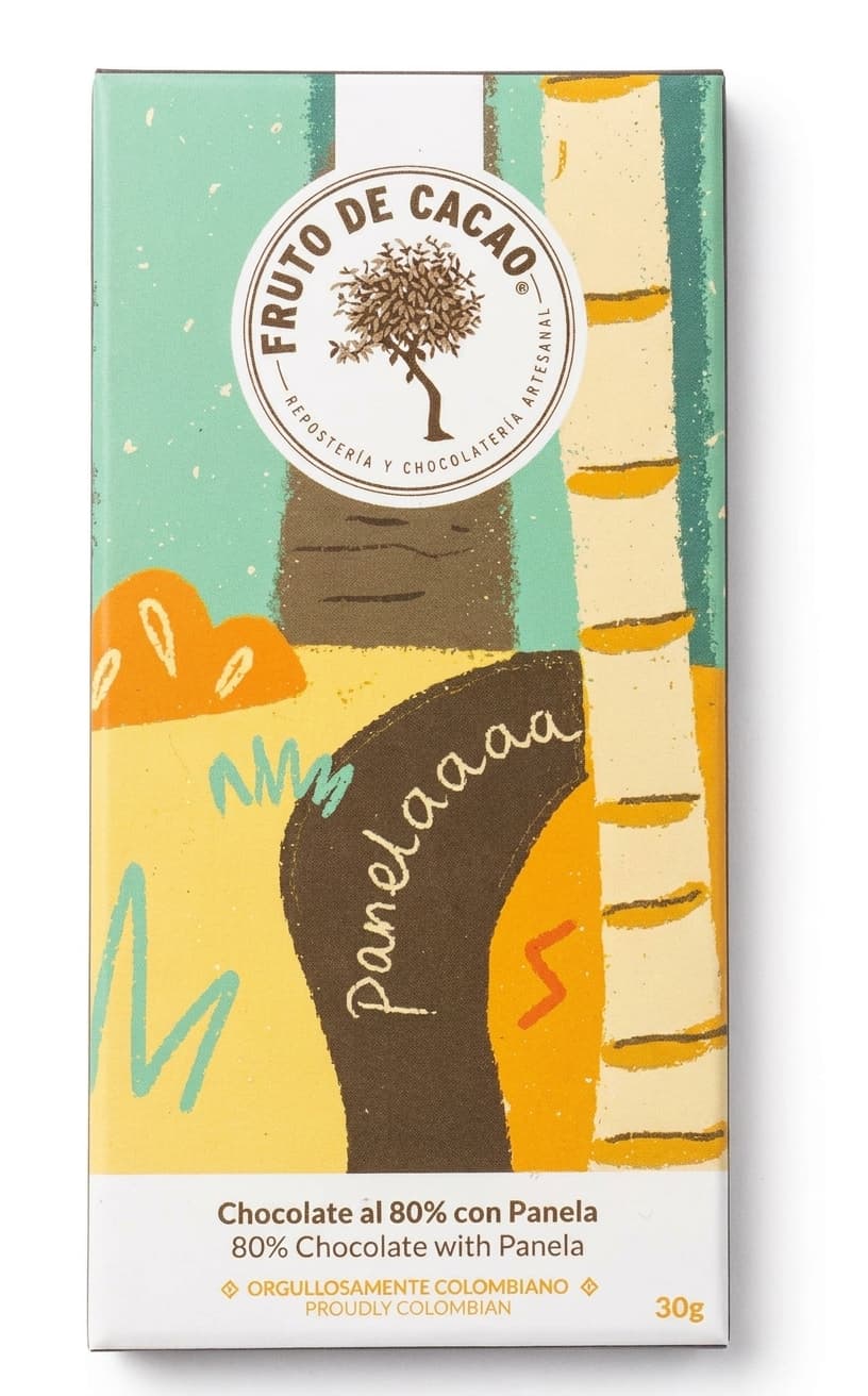 Panela 80% 80% dark bar packaging by Fruto de Cacao