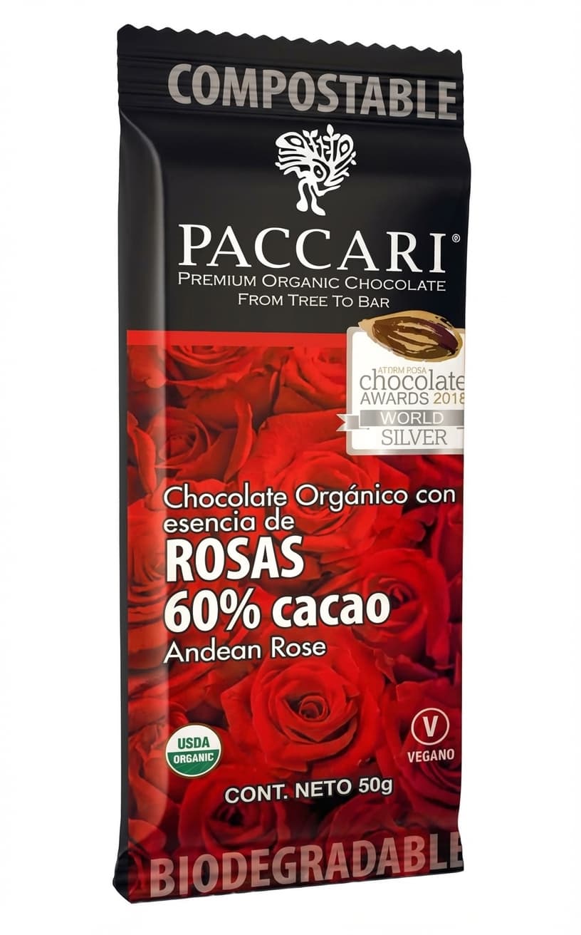 Andean Rose 60% 60% dark bar packaging by Paccari
