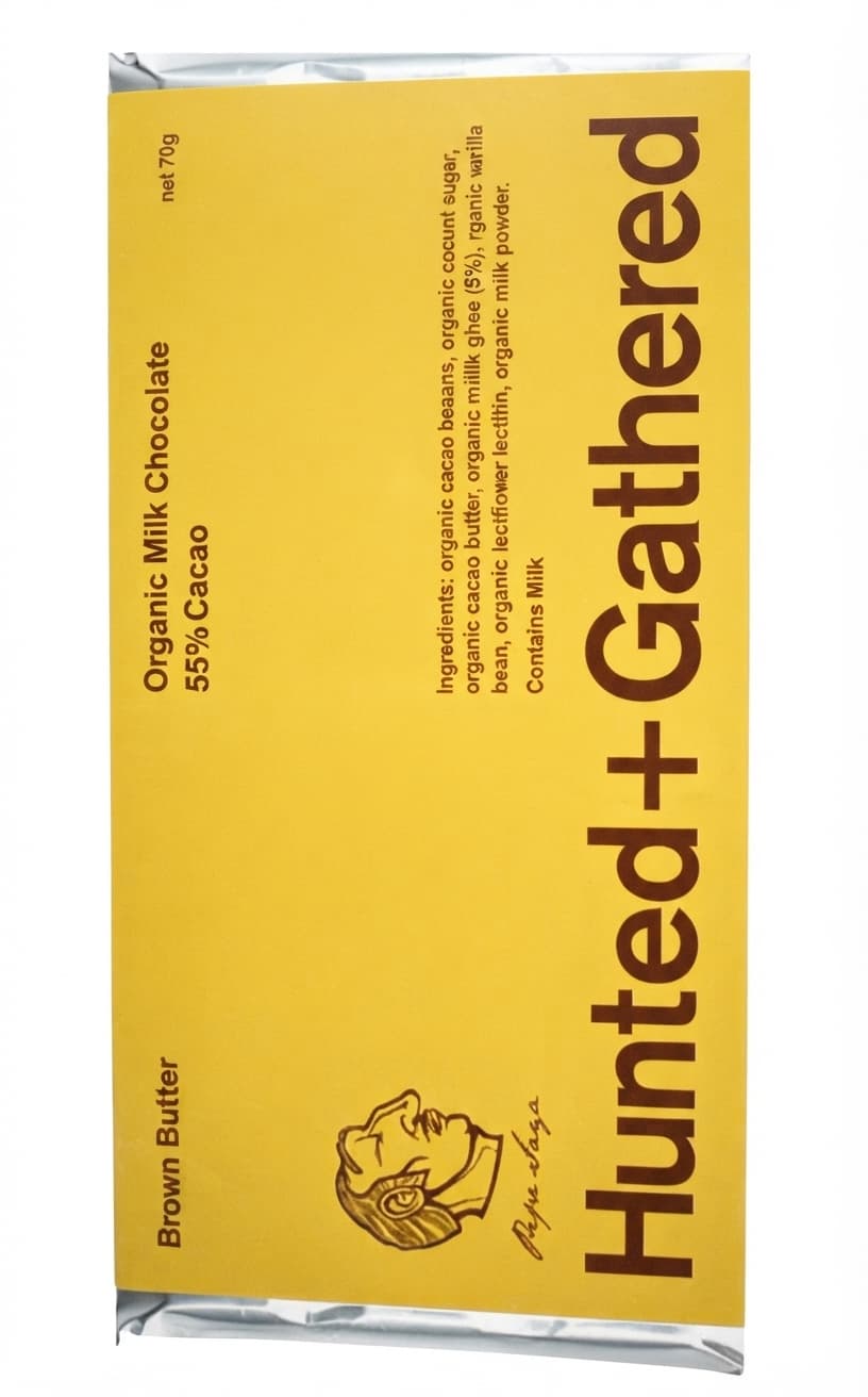 Brown Butter 55% 55% milk bar packaging by Hunted + Gathered
