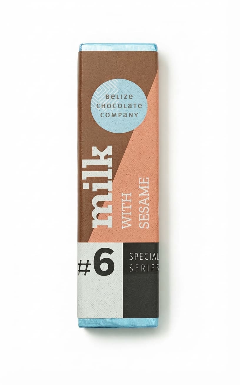Milk & Sesame milk bar packaging by Belize Chocolate Company