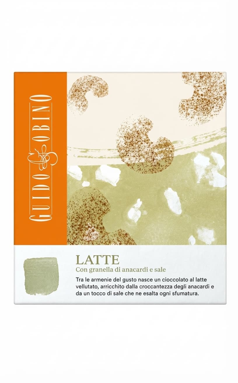 Cashew & Salt Milk 35% 35% milk bar packaging by Guido Gobino