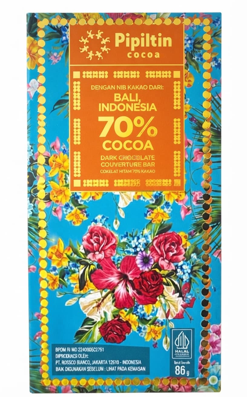 Bali 70% 70% dark bar packaging by Pipiltin
