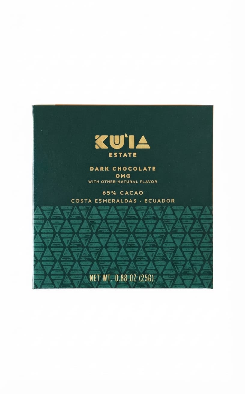Orange Mango Guava 65% 65% dark bar packaging by Maui Ku'ia Estate Chocolate
