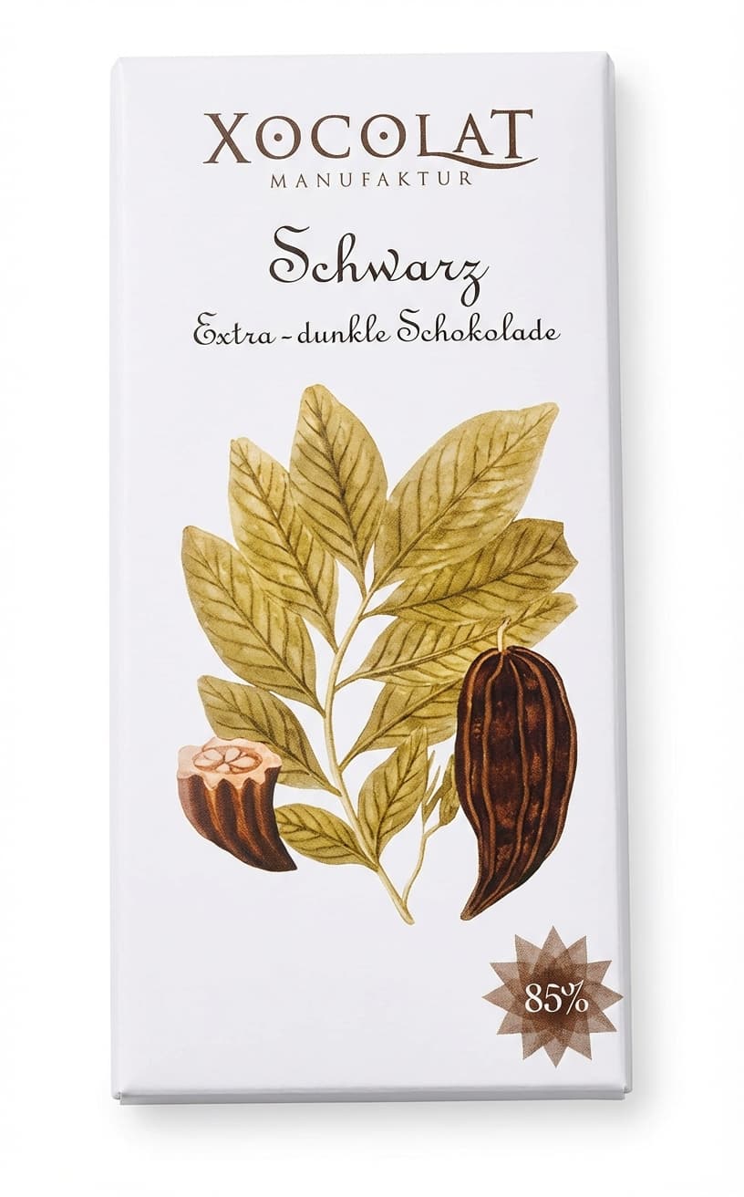 Schwarz 85% 85% dark bar packaging by XOCOLAT