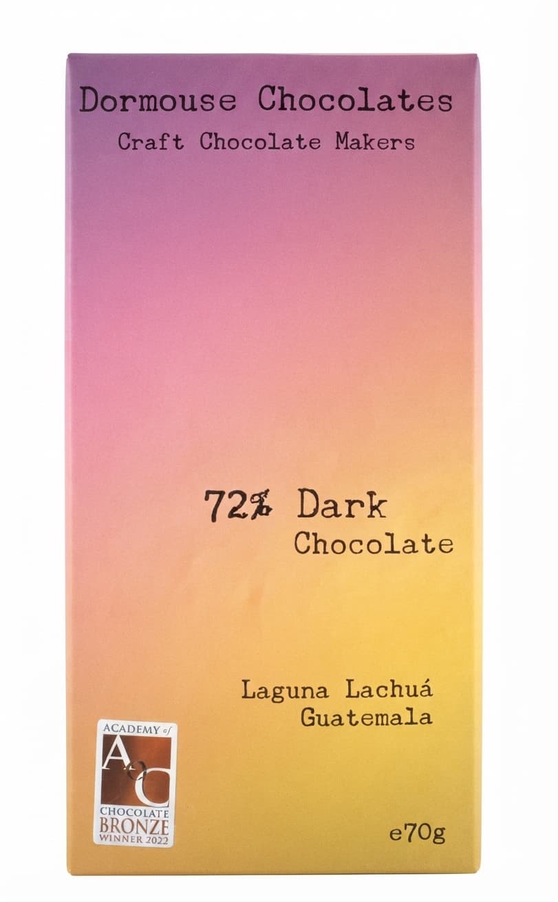 Laguna Lachuá 72% 72% dark bar packaging by Dormouse Chocolates
