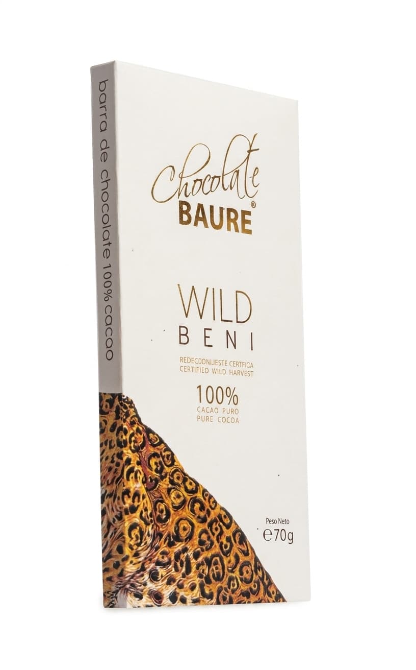 Wild Beni 100% 100% dark bar packaging by Chocolate Baure
