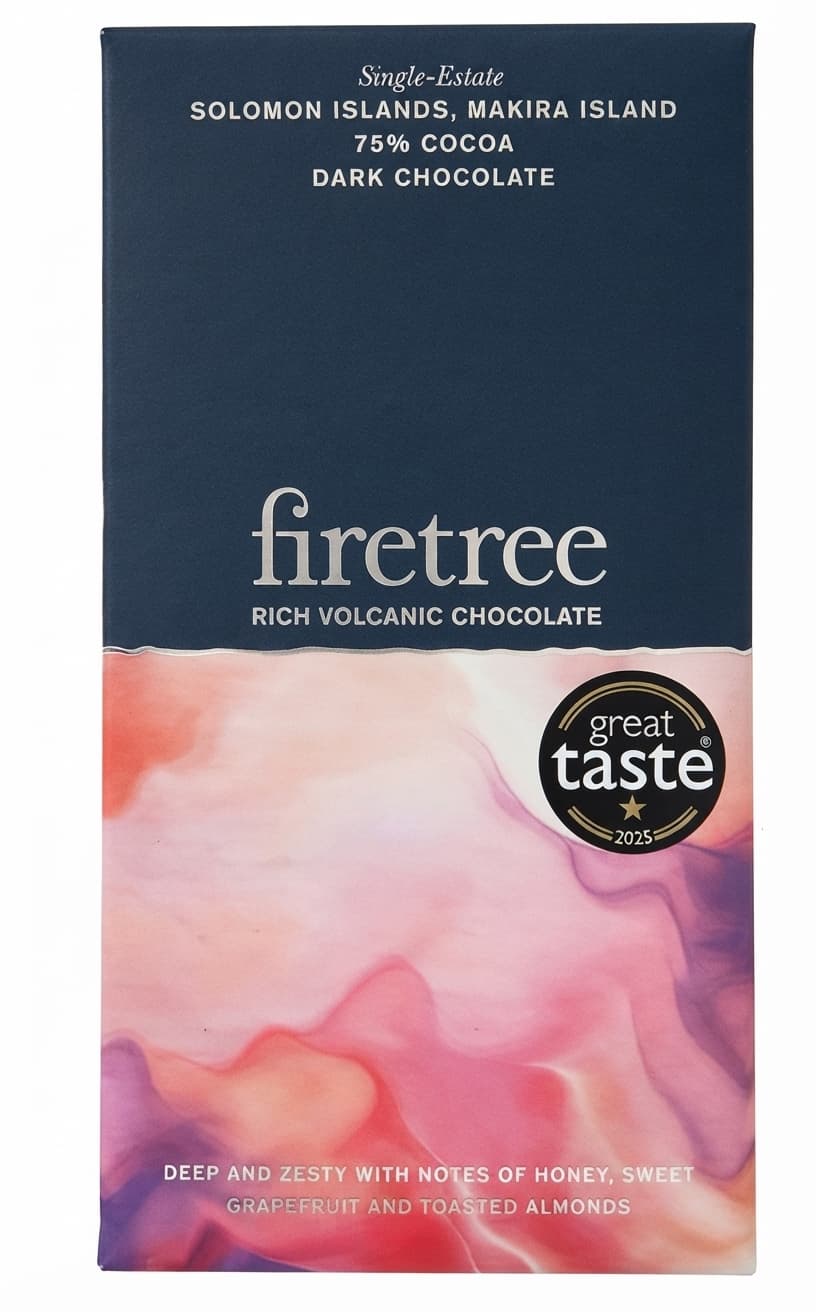 Solomon Islands, Makira Island 75% 75% dark bar packaging by firetree