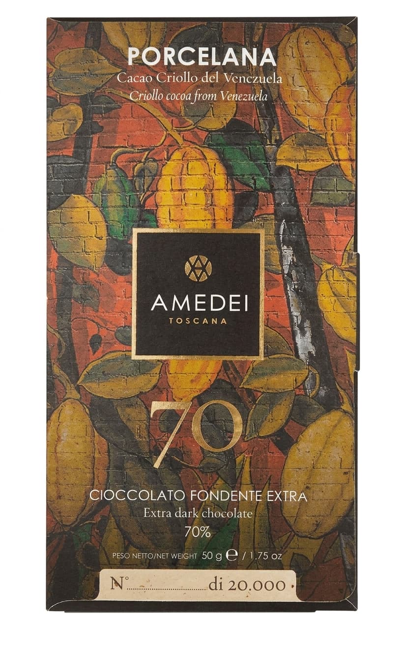 Porcelana 70% 70% dark bar packaging by Amedei