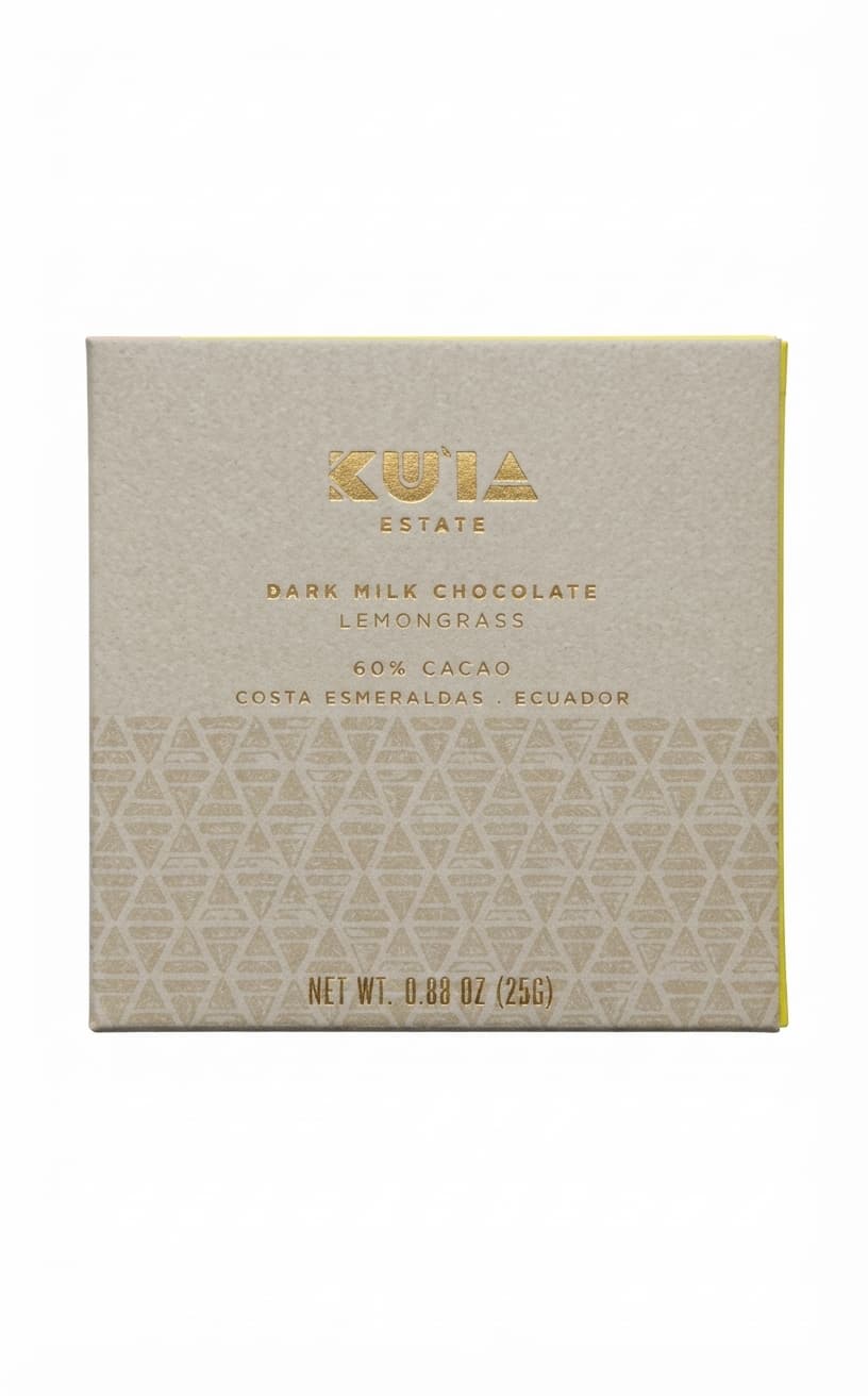 Lemongrass Dark Milk 60% 60% milk bar packaging by Maui Ku'ia Estate Chocolate