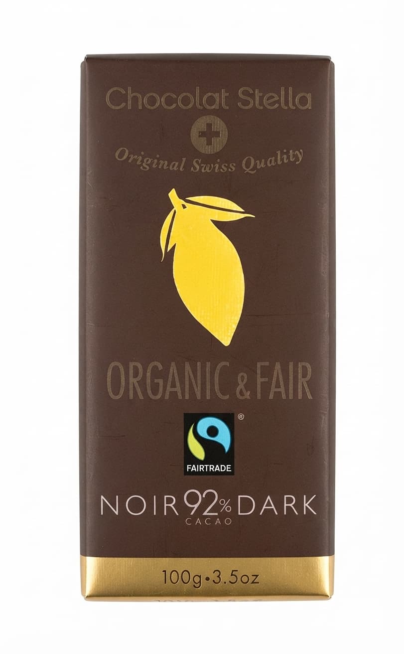 Noir 92% 92% dark bar packaging by Chocolat Stella