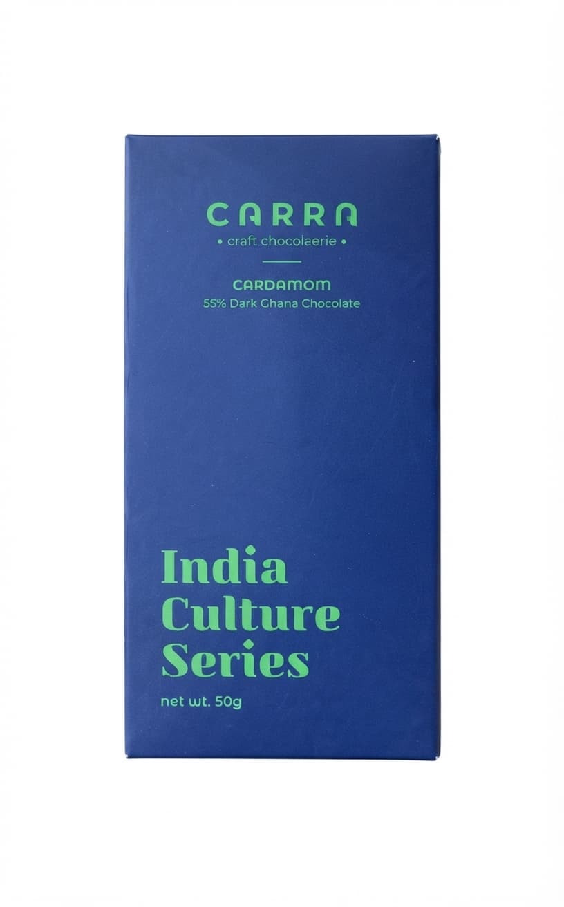 Cardamom 55% 55% dark bar packaging by Carra