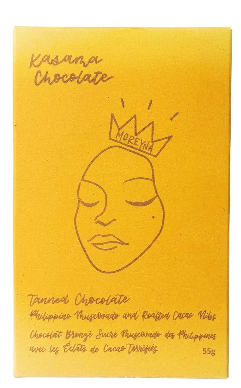 Tanned Chocolate 54% milk bar packaging by Kasama Chocolate