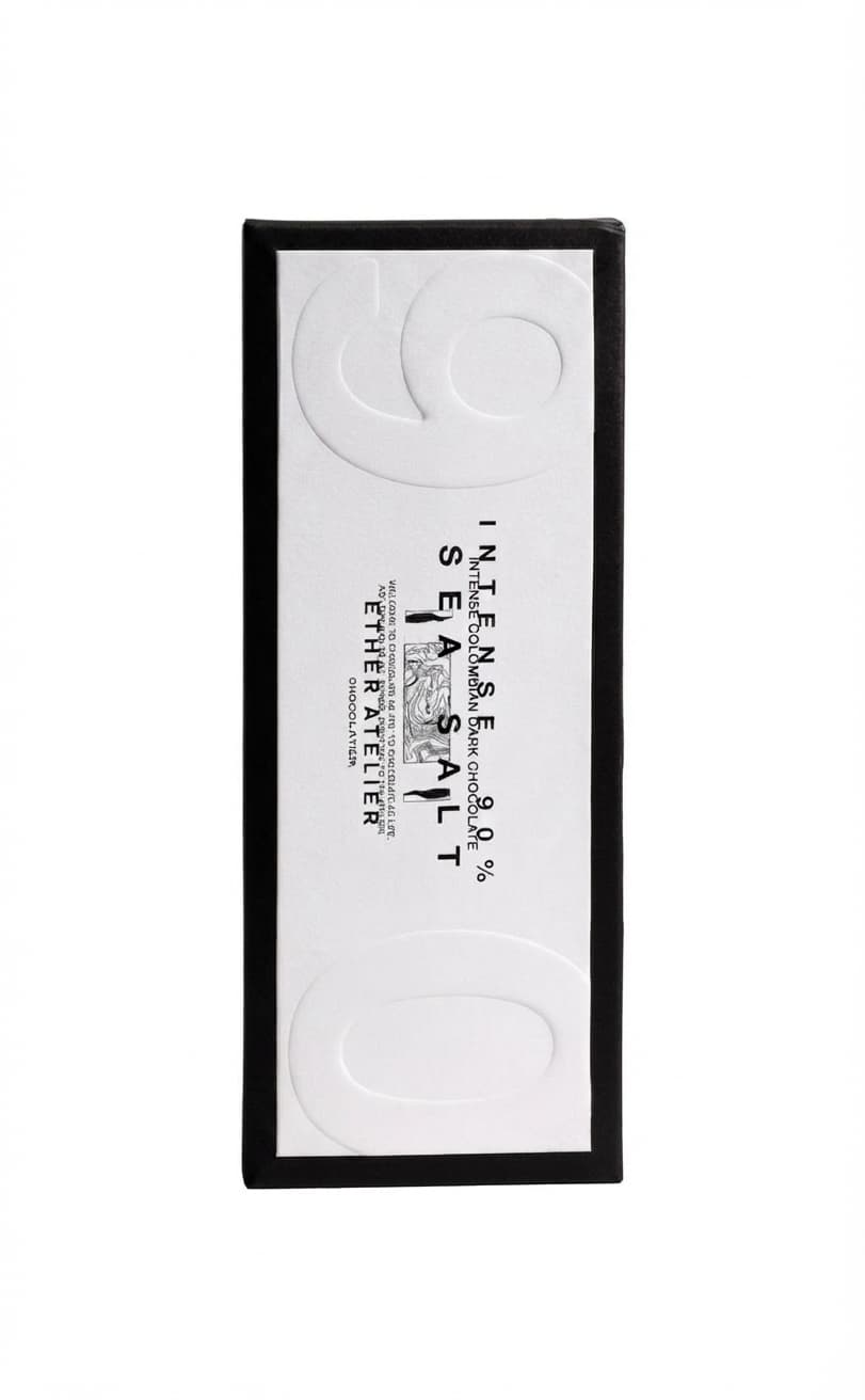 90% Cacao + Salt 90% dark bar packaging by Ether Atelier
