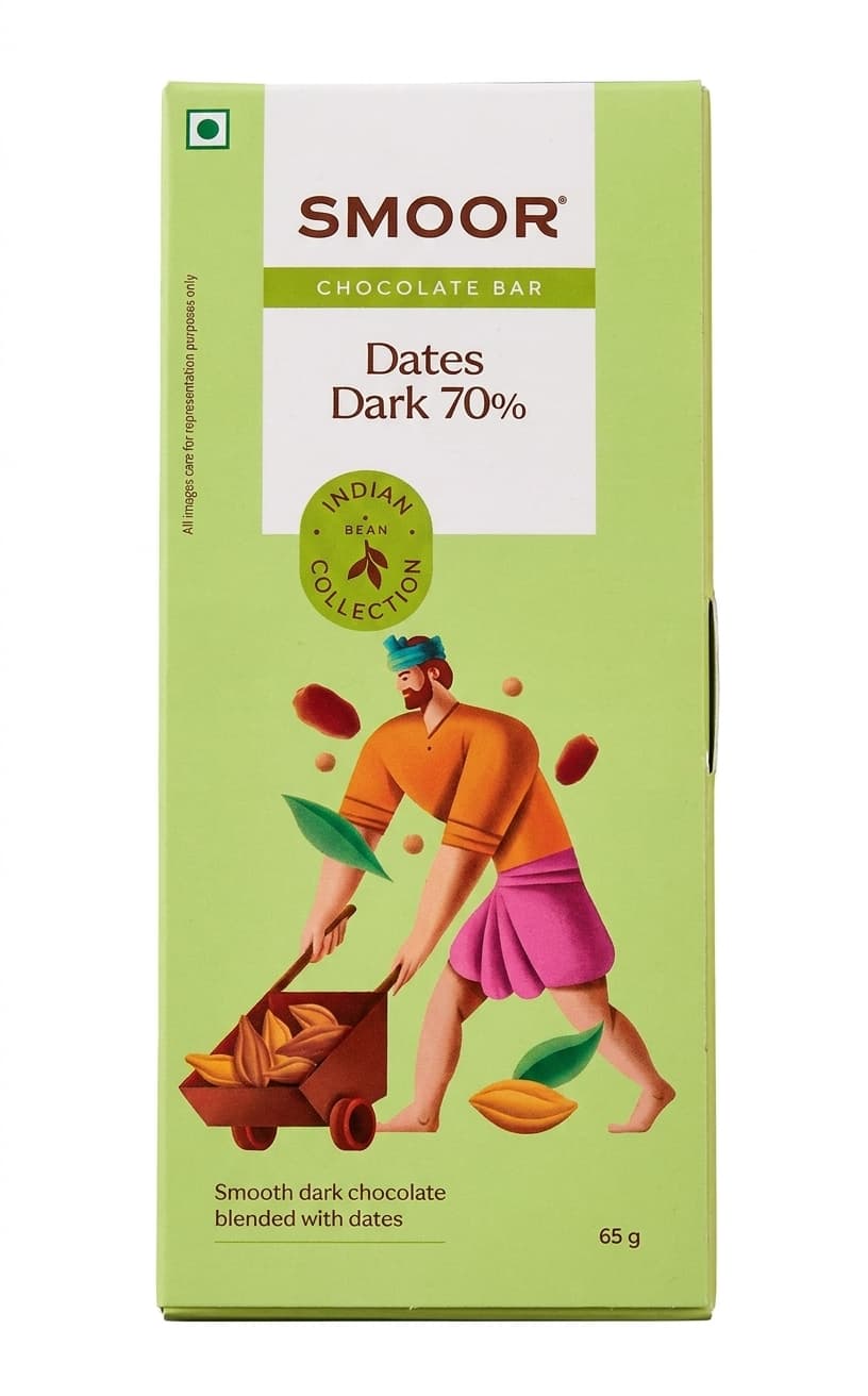 Dates Dark 70% 70% dark bar packaging by Smoor