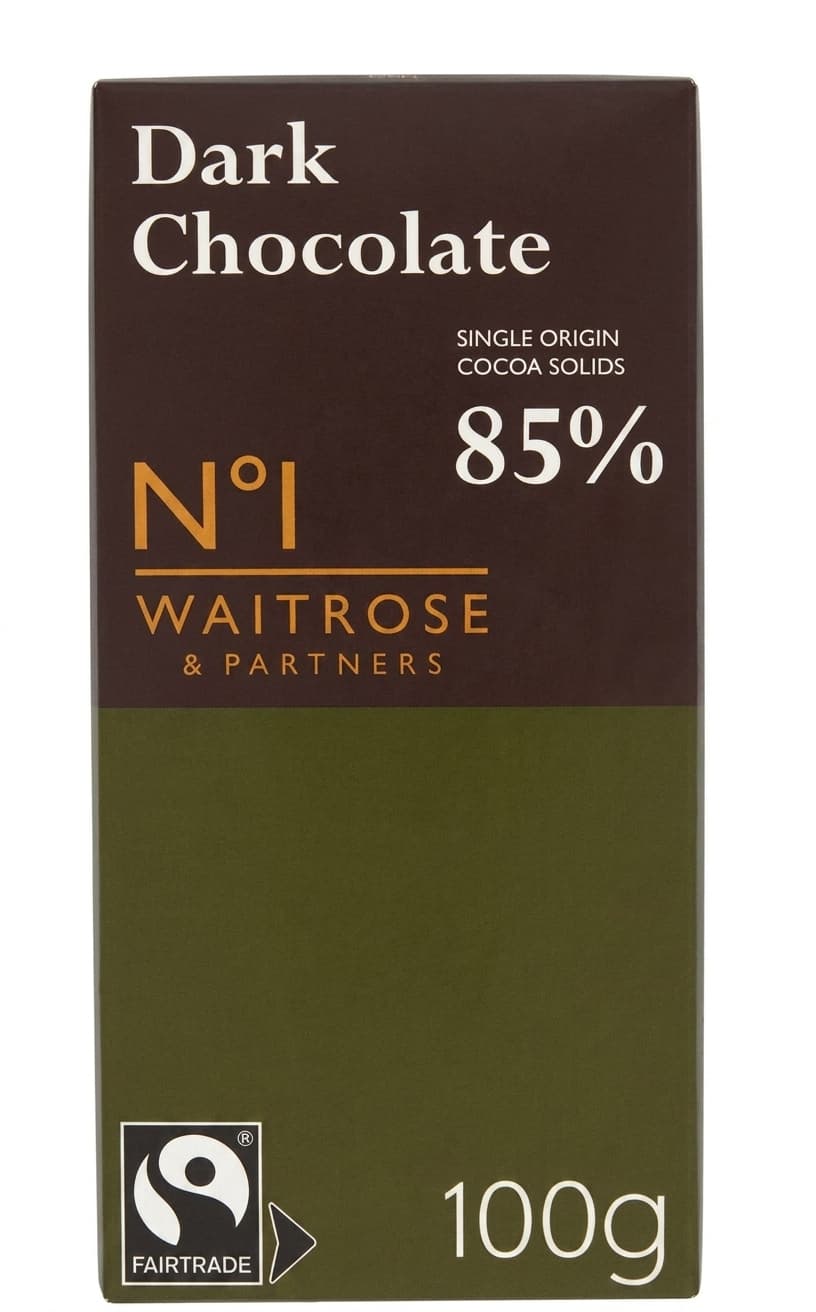 N°1 85% 85% dark bar packaging by Waitrose & Partners