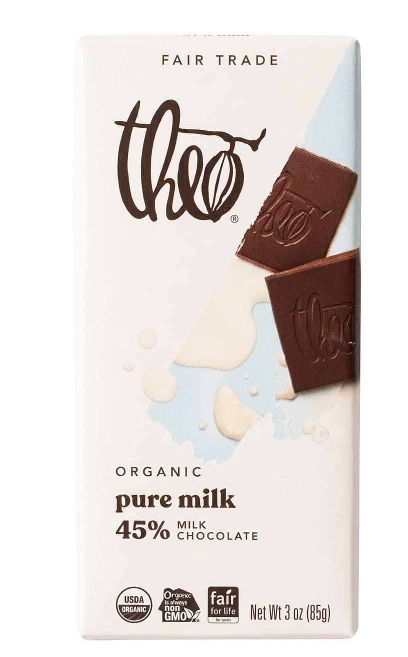 pure milk 45% 45% milk bar packaging by Theo
