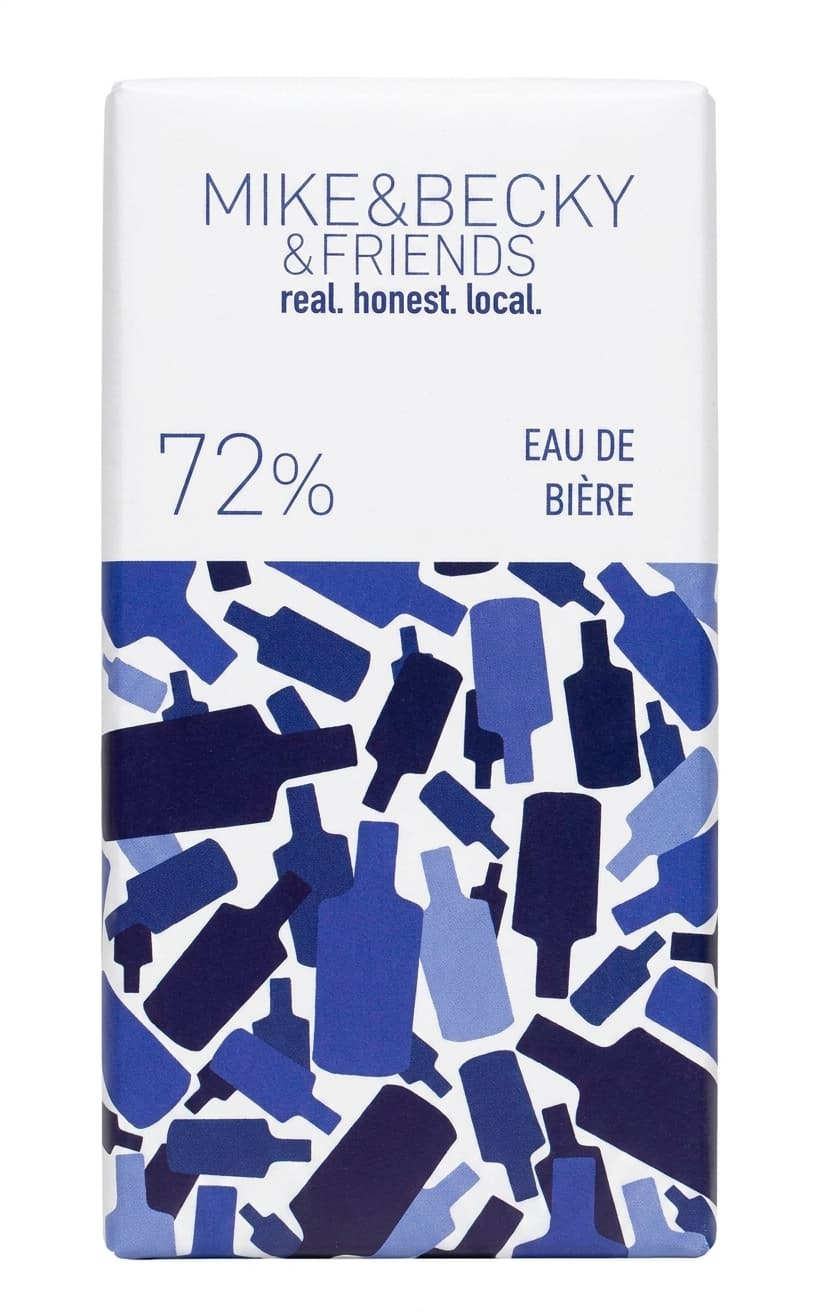 Eau de Bière 72% 72% dark bar packaging by MIKE&BECKY