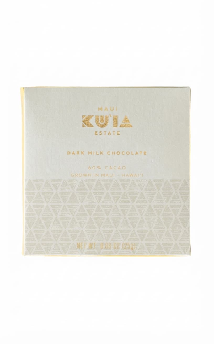 Maui Grown Dark Milk 60% 60% milk bar packaging by Maui Ku'ia Estate Chocolate