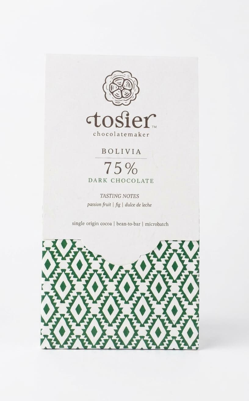 Bolivia 75% 75% dark bar packaging by Tosier