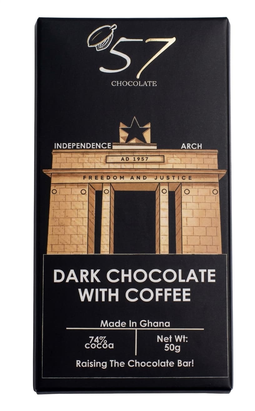 Coffee 74% 74% dark bar packaging by 57 Chocolate