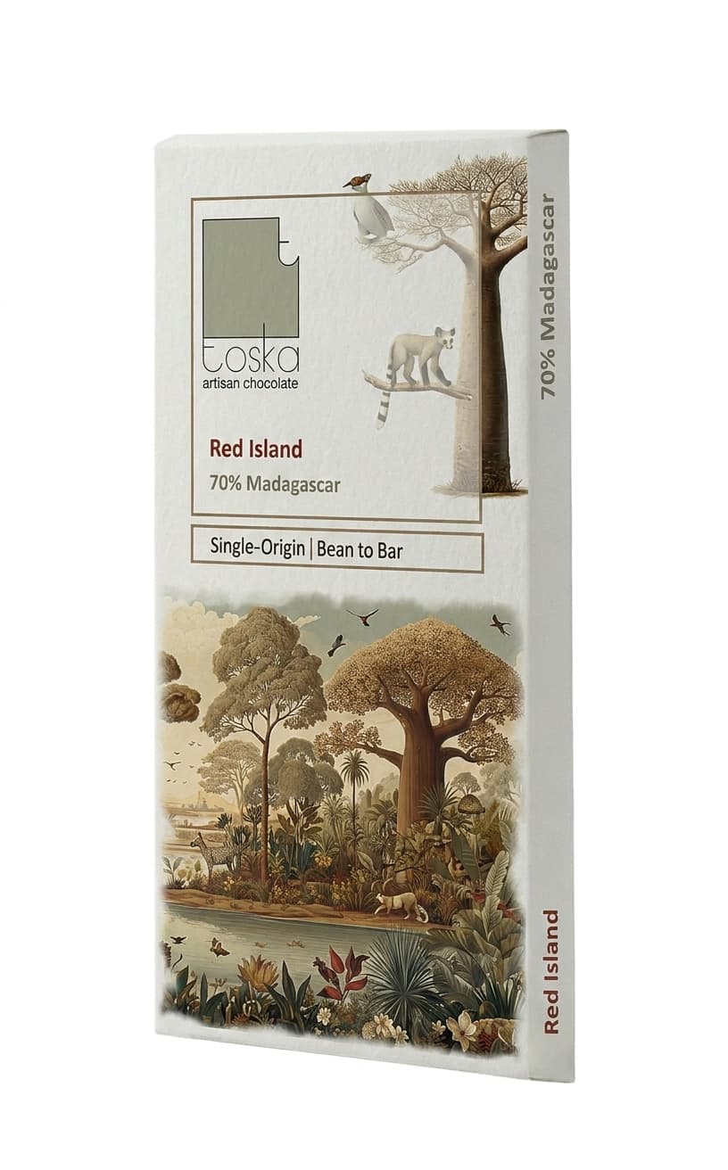 Madagascar 70% 70% dark bar packaging by Toska Chocolates
