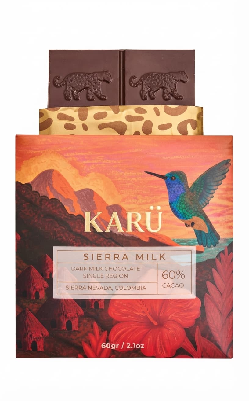 Sierra Milk 60% 60% milk bar packaging by KARÜ
