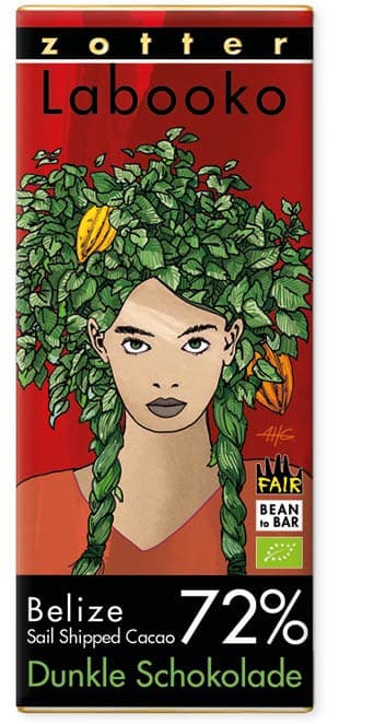 Labooko Belize Special "Sail Shipped Cacao" 72% 72% dark bar packaging by Zotter