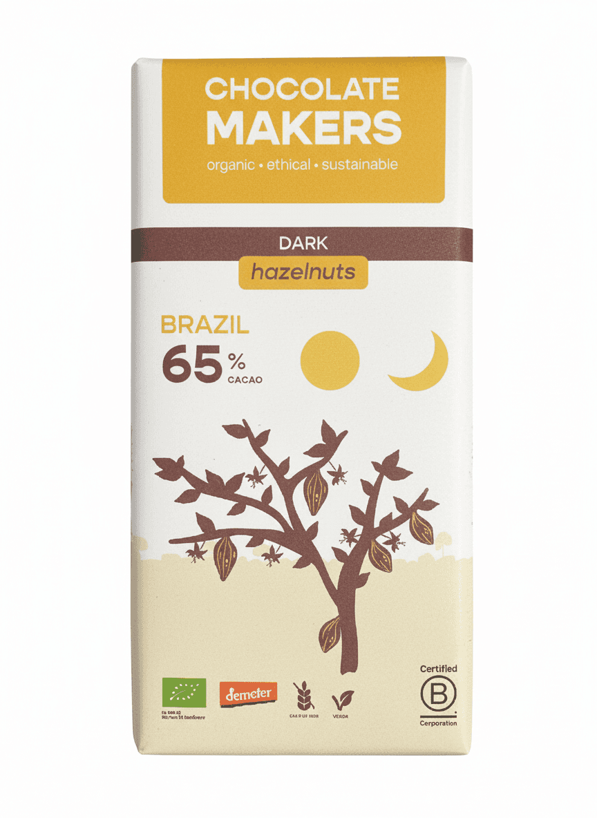 Dark Hazelnuts 65% dark bar packaging by undefined