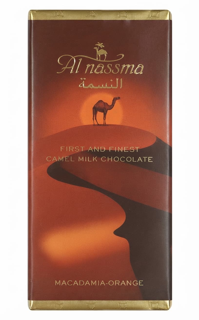 Macadamia & Orange 36% 36% milk bar packaging by Al Nassma