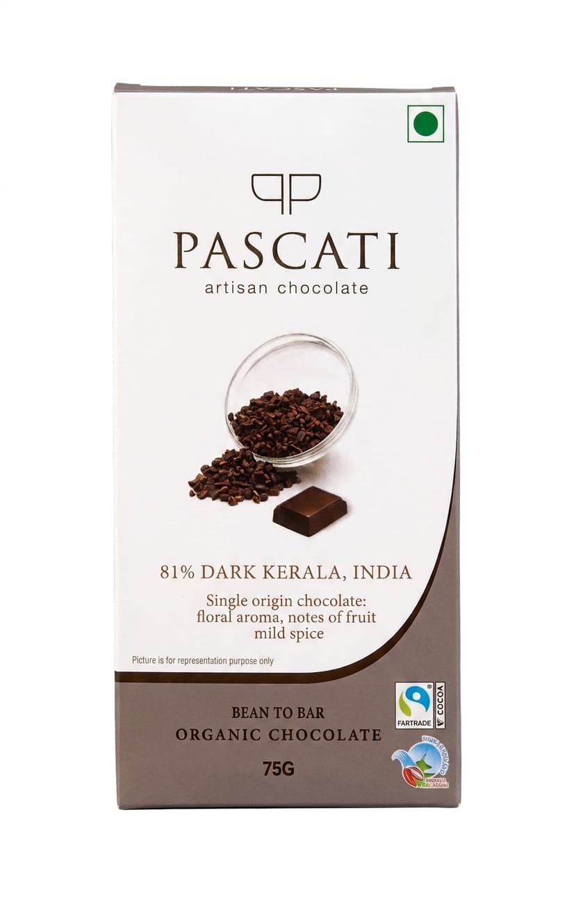 Kerala 81% 81% dark bar packaging by Pascati